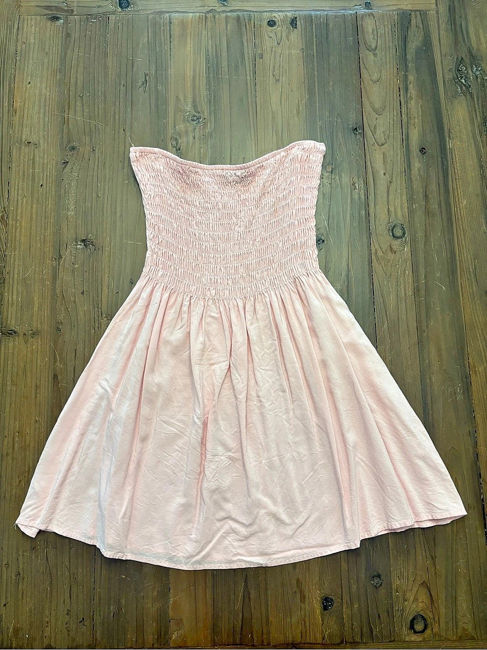 Just Quella Baby Pink Strapless Smocked Tube Mini Dress - Size Medium